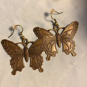 Antique bronze butterfly earrings